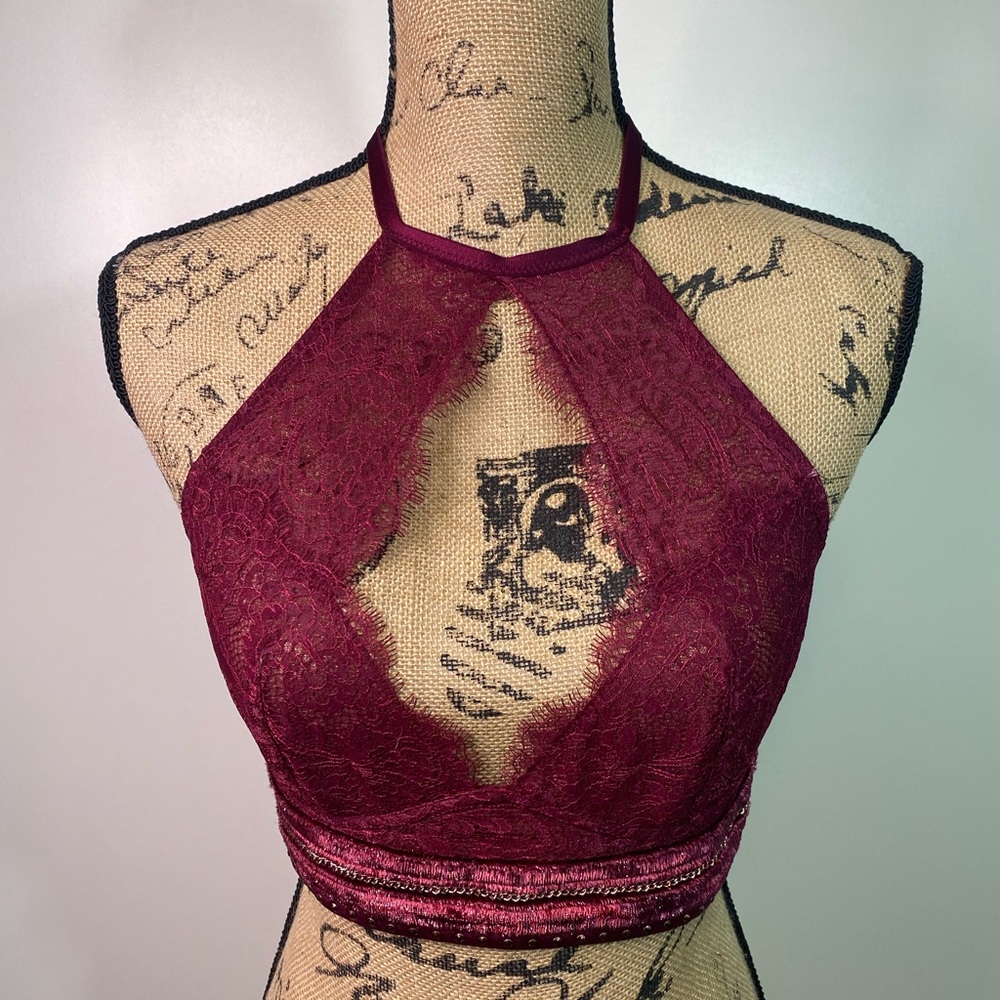 Victoria's Secret Burgundy Lace Halter Bralette